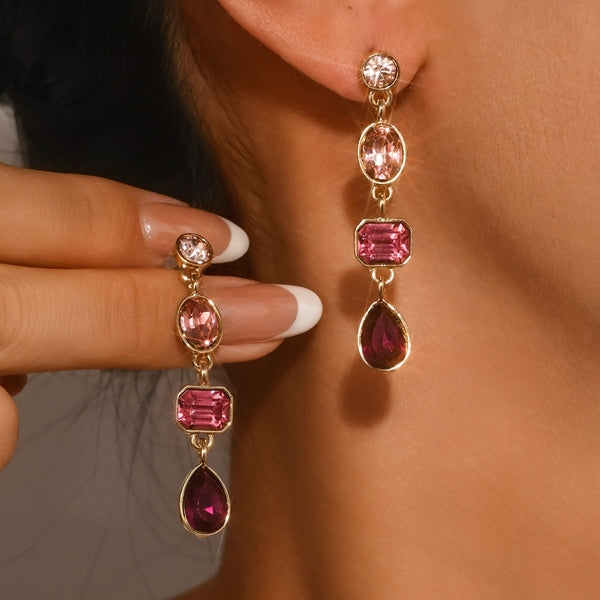4 Tier Drop Layer Rhinestone Earrings | 40E527