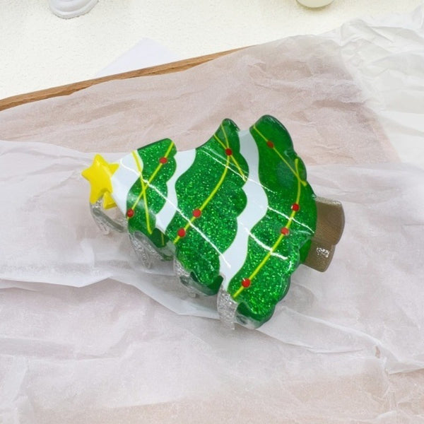 Holiday & Christmas Tree Santa Hair Claw Clips | 40H1142