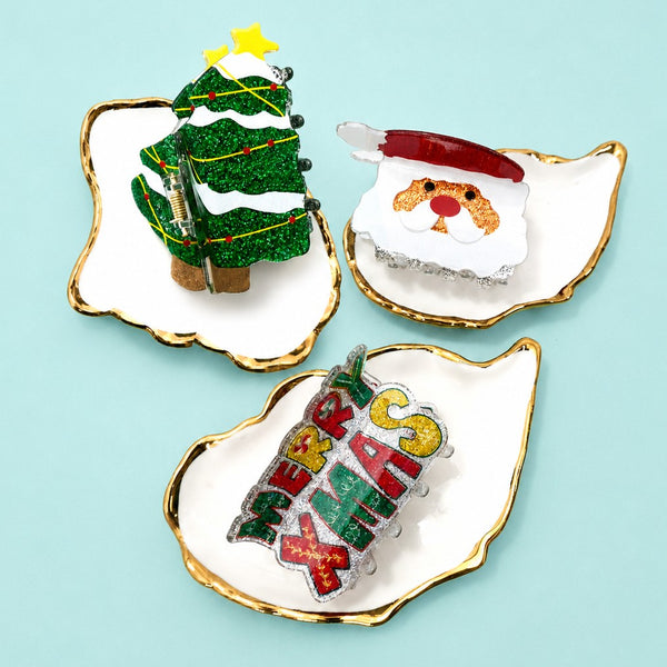 Holiday & Christmas Tree Santa Hair Claw Clips | 40H1142