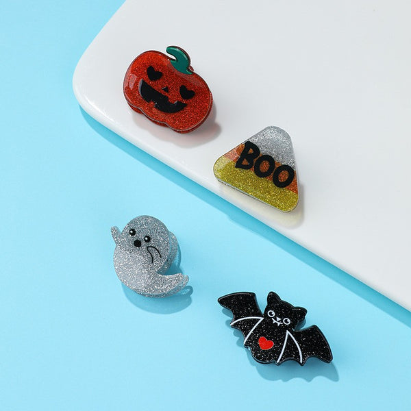 HALLOWEEN PUMPKIN GHOST SET OF 4 HAIR CLAW CLIPS |40H1143