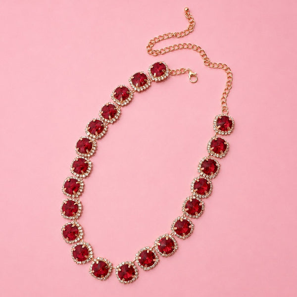 Multicolored Rhinestone Station Statement Necklace| 40NK9747