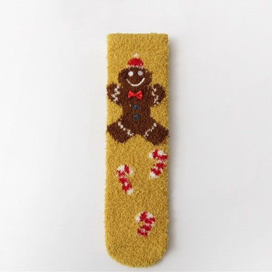 Cozy Holiday Christmas Character Fuzzy Crew Socks | 40S02094