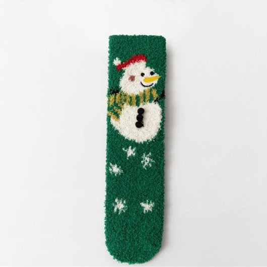 Cozy Holiday Christmas Character Fuzzy Crew Socks | 40S02094