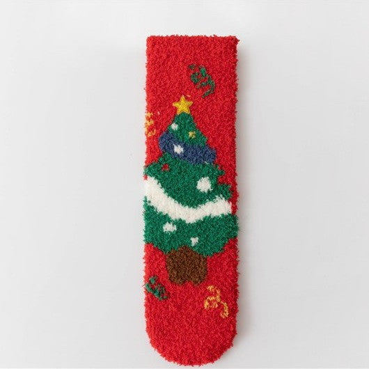 Cozy Holiday Christmas Character Fuzzy Crew Socks | 40S02094