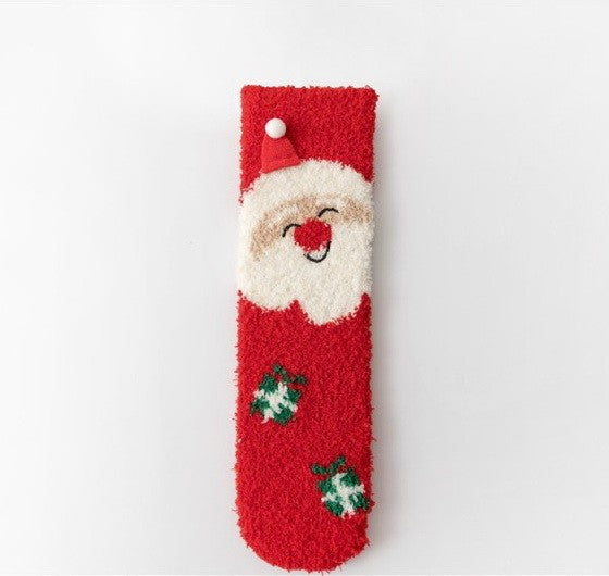 Cozy Holiday Christmas Character Fuzzy Crew Socks | 40S02094
