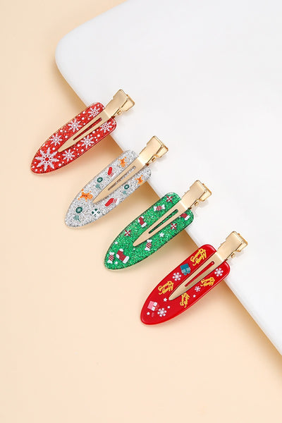 CHRISTMAS MAKEUP HAIR BEND HAIR CLIPS 4-PCS SET | 40H1148-Pack 4
