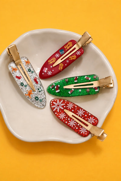 CHRISTMAS MAKEUP HAIR BEND HAIR CLIPS 4-PCS SET | 40H1148-Pack 4