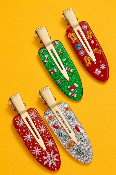 CHRISTMAS MAKEUP HAIR BEND HAIR CLIPS 4-PCS SET | 40H1148-Pack 4