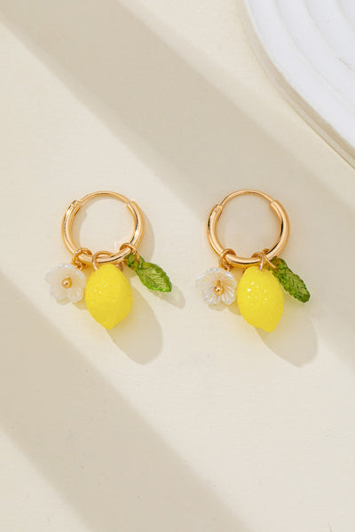 Lemon Leaf Daisy Charms Hoop Earrings | 80E62671