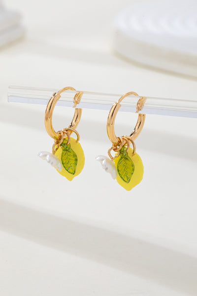 Lemon Leaf Daisy Charms Hoop Earrings | 80E62671
