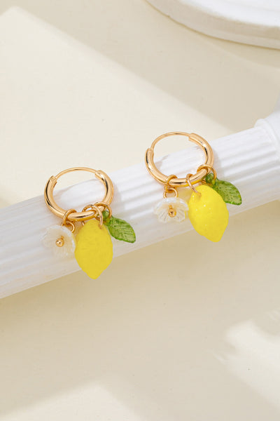 Lemon Leaf Daisy Charms Hoop Earrings | 80E62671