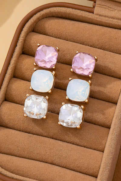 Classic Crystal Opal Rose CushionCut Stud Earrings| 80E62630
