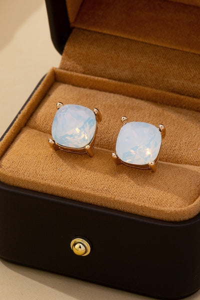Classic Crystal Opal Rose CushionCut Stud Earrings| 80E62630