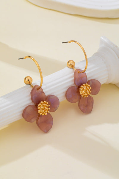 Acrylic Floral Dangle Hoop Earrings | 80E62620