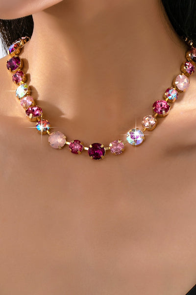 Multi-Tone Pink and Purple Crystal Tennis Necklace| 80N93416