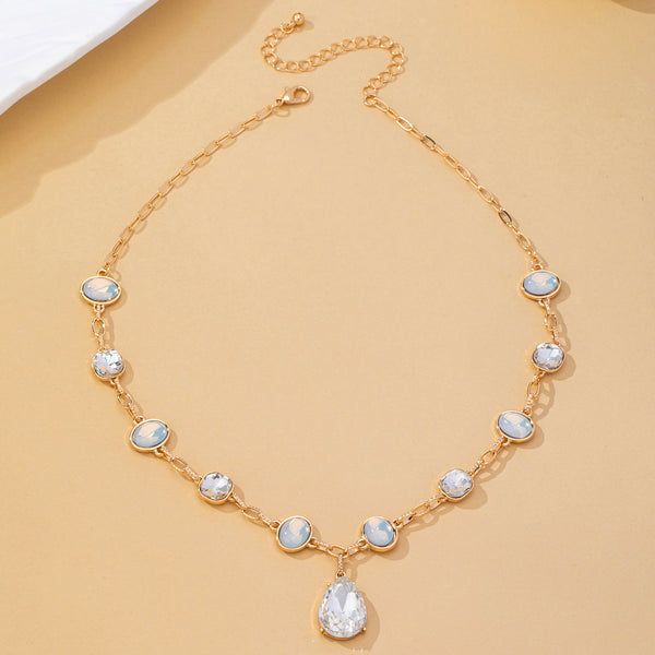 White Opal and Clear Zirconia Drop Necklace | 80N93410