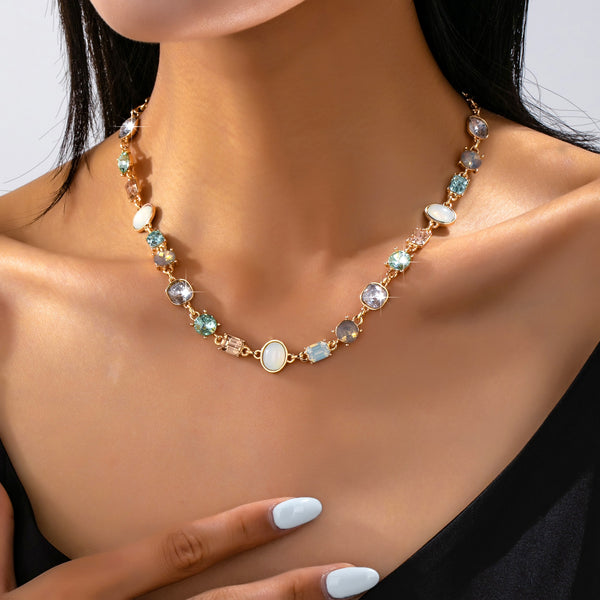 Multi Gemstone Opal Crystal Link Necklace | 80N93406