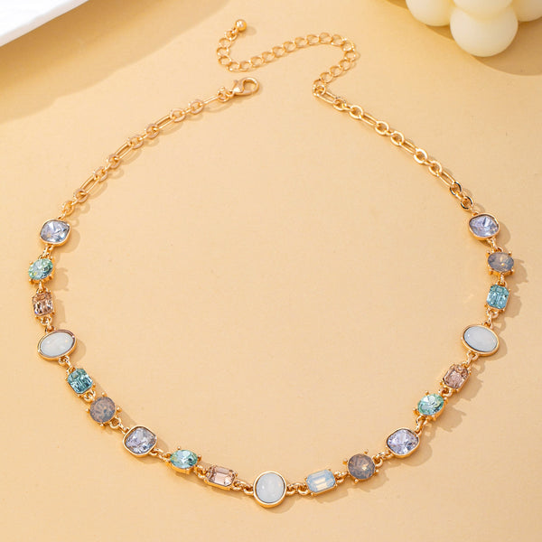 Multi Gemstone Opal Crystal Link Necklace | 80N93406