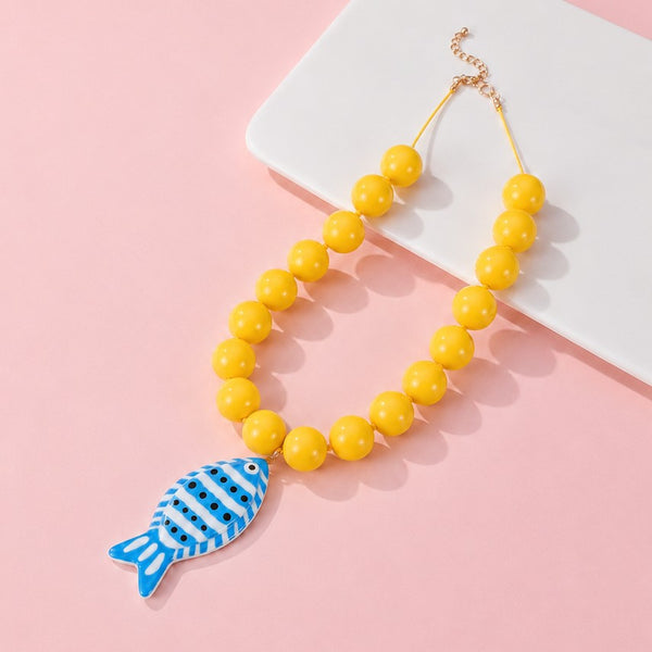 Blue Fish Pendant Beaded Necklace | 40NK9750