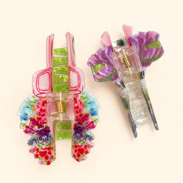 FLOWER BOUQUET & VINTAGE FLOWER TRUCK HAIR CLAW | 40H1150