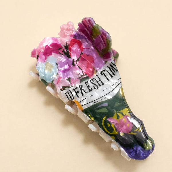 FLOWER BOUQUET & VINTAGE FLOWER TRUCK HAIR CLAW | 40H1150