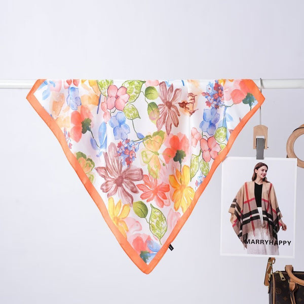 Floral Flower Silk Finish Bandana Scarf | 40SC730