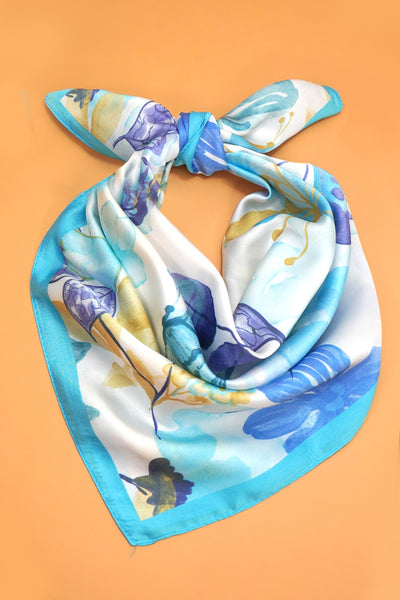 Floral Flower Silk Finish Bandana Scarf | 40SC730