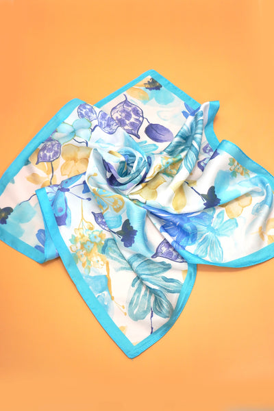 Floral Flower Silk Finish Bandana Scarf | 40SC730