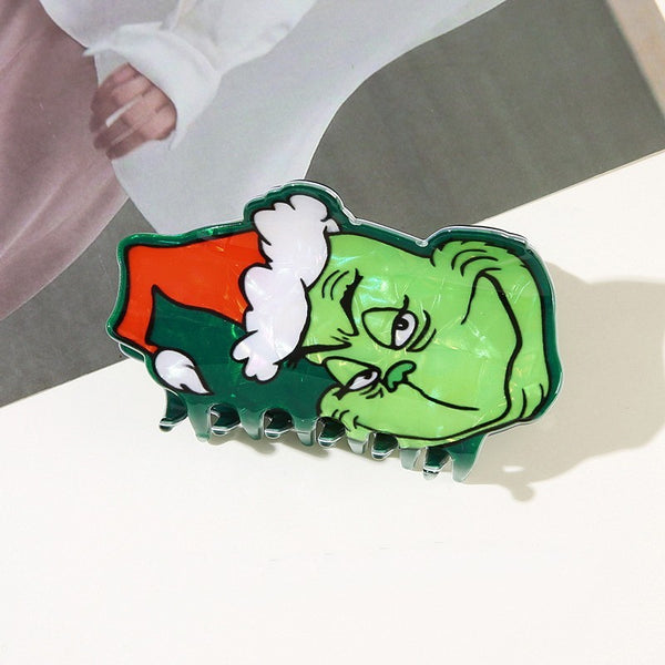 Holiday Christmas Grinch Theme Hair Claw Clip | 40H1156