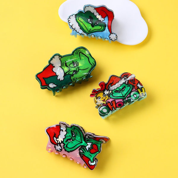 Holiday Christmas Grinch Theme Hair Claw Clip | 40H1156
