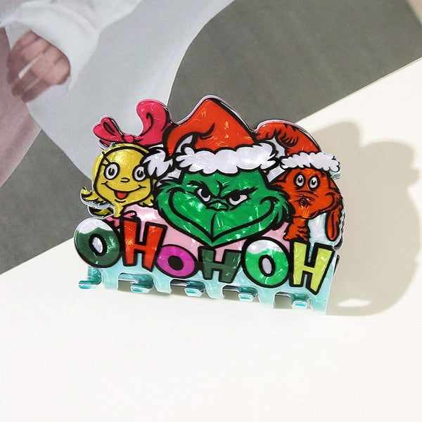 Holiday Christmas Grinch Theme Hair Claw Clip | 40H1156