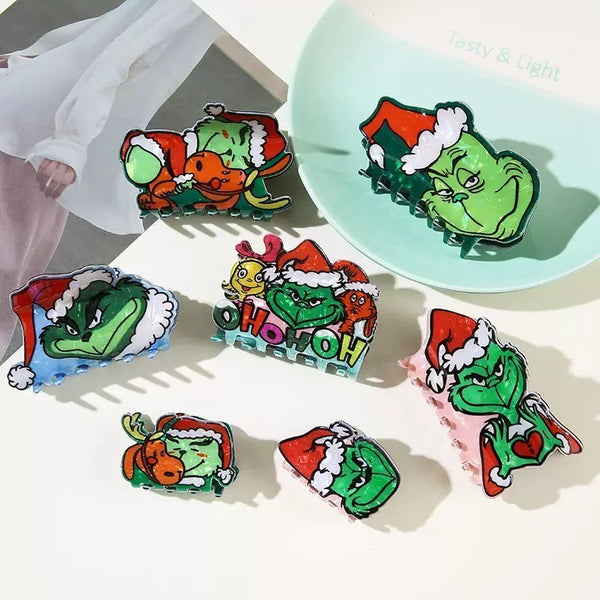 Holiday Christmas Grinch Theme Hair Claw Clip | 40H1156