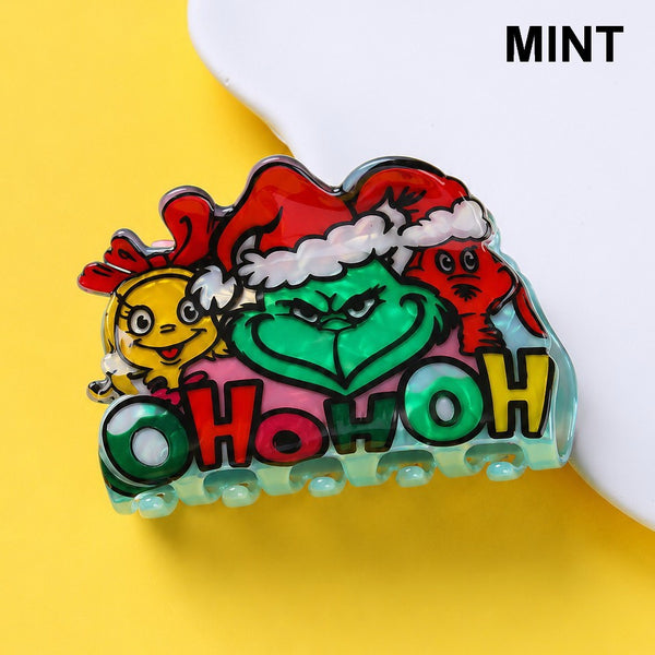 Holiday Christmas Grinch Theme Hair Claw Clip | 40H1156