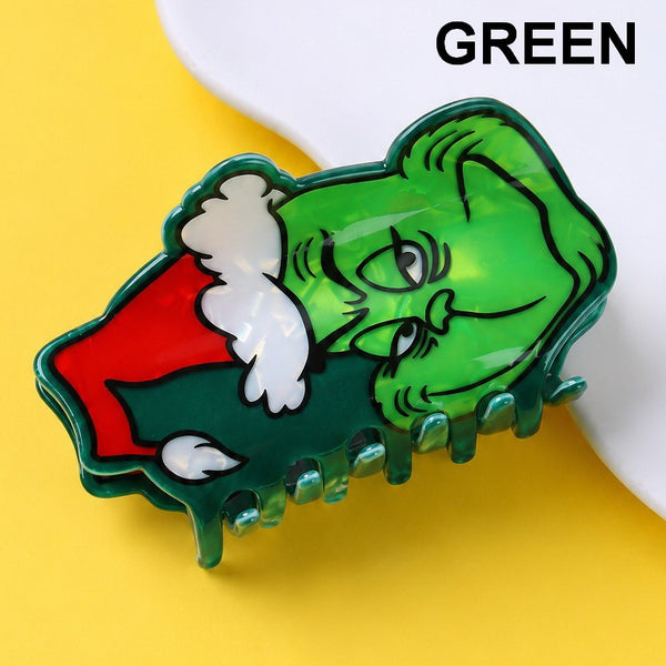 Holiday Christmas Grinch Theme Hair Claw Clip | 40H1156