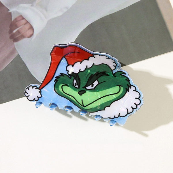 Holiday Christmas Grinch Theme Hair Claw Clip | 40H1156
