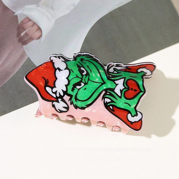 Holiday Christmas Grinch Theme Hair Claw Clip | 40H1156
