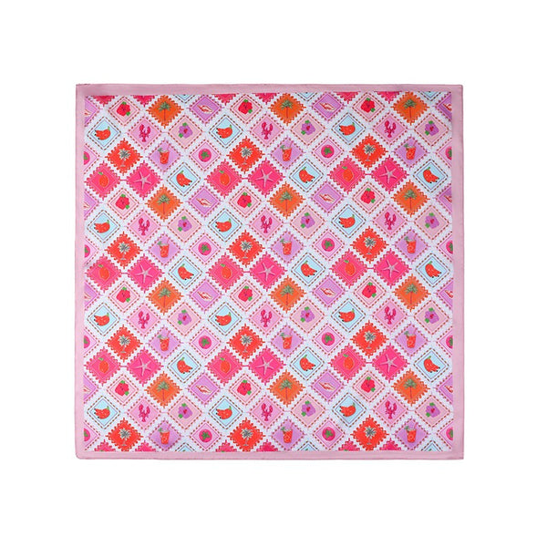 Postal Stamp Lobster Flower Silk Finish Scarf | 40SC731