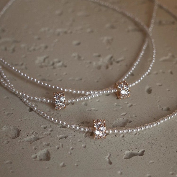 Pearl Spherical Encrusted Rhinestone Charm Necklace|40NK9758