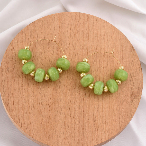 Boho Resin Beaded Hoop Earrings | 40E531