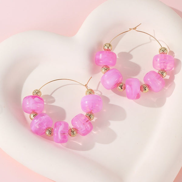 Boho Resin Beaded Hoop Earrings | 40E531