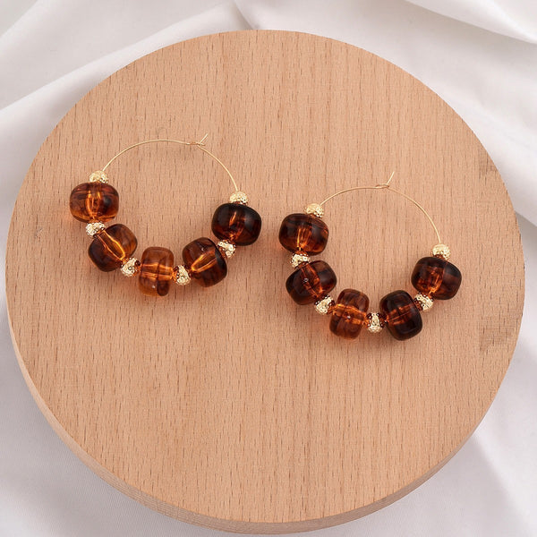 Boho Resin Beaded Hoop Earrings | 40E531
