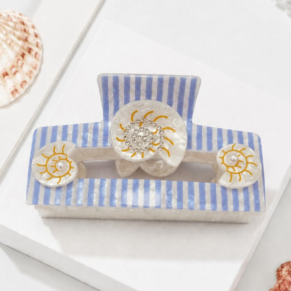 Coastal Striped Seashell & Starfish Hair Claw Clips| 40H1158