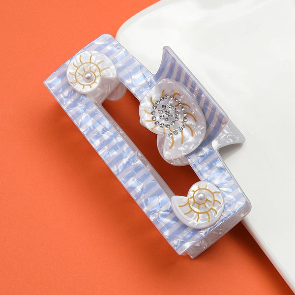 Coastal Striped Seashell & Starfish Hair Claw Clips| 40H1158