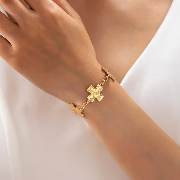 Textured Hammered Cross Link Bracelet | 80B1864