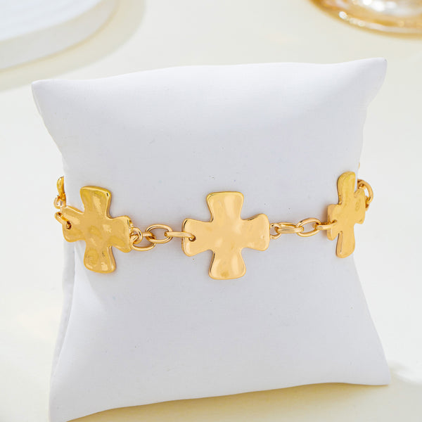 Textured Hammered Cross Link Bracelet | 80B1864