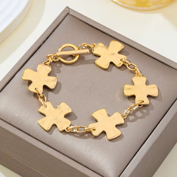 Textured Hammered Cross Link Bracelet | 80B1864