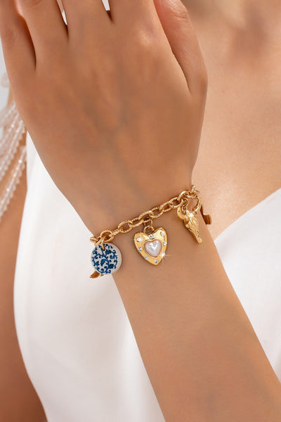 Western Multi Boot Cross Heart Charm Bracelet | 80B1865