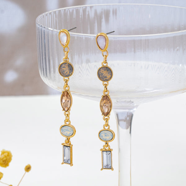 Multi Shape Gemstone Linear Drop Earrings | 80E62689