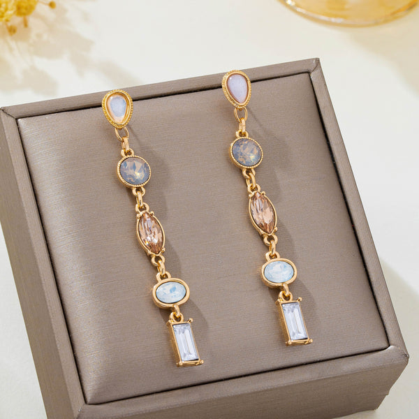 Multi Shape Gemstone Linear Drop Earrings | 80E62689