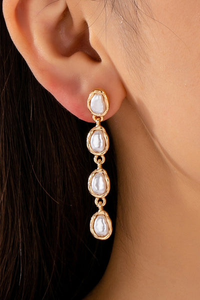 Organic Baroque Pearl Linear Drop Earrings | 80E62691